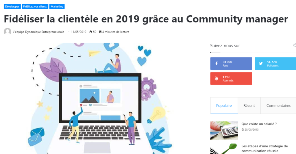 Fidéliser la clientèle en 2019 grâce au Community manager (article Dynamiqe Mag du 11/05/2019)